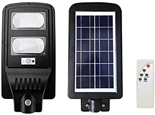 Faro lámpara con panel Solar para farol de tráfico de LED de 60 W para exteriores IP65 Luz blanca Hielo 6500 K de Aluminio Negro